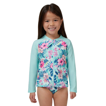 GIRLS ZIP FRONT RASH VEST SET WITH UPF50+ SUN PROTECTION
