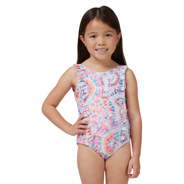 GIRLS RAINBOW TIE DYE SWIM ONE PIECE