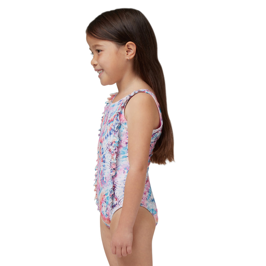GIRLS RAINBOW TIE DYE SWIM ONE PIECE