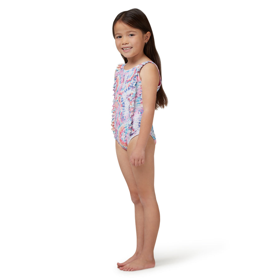 GIRLS RAINBOW TIE DYE SWIM ONE PIECE