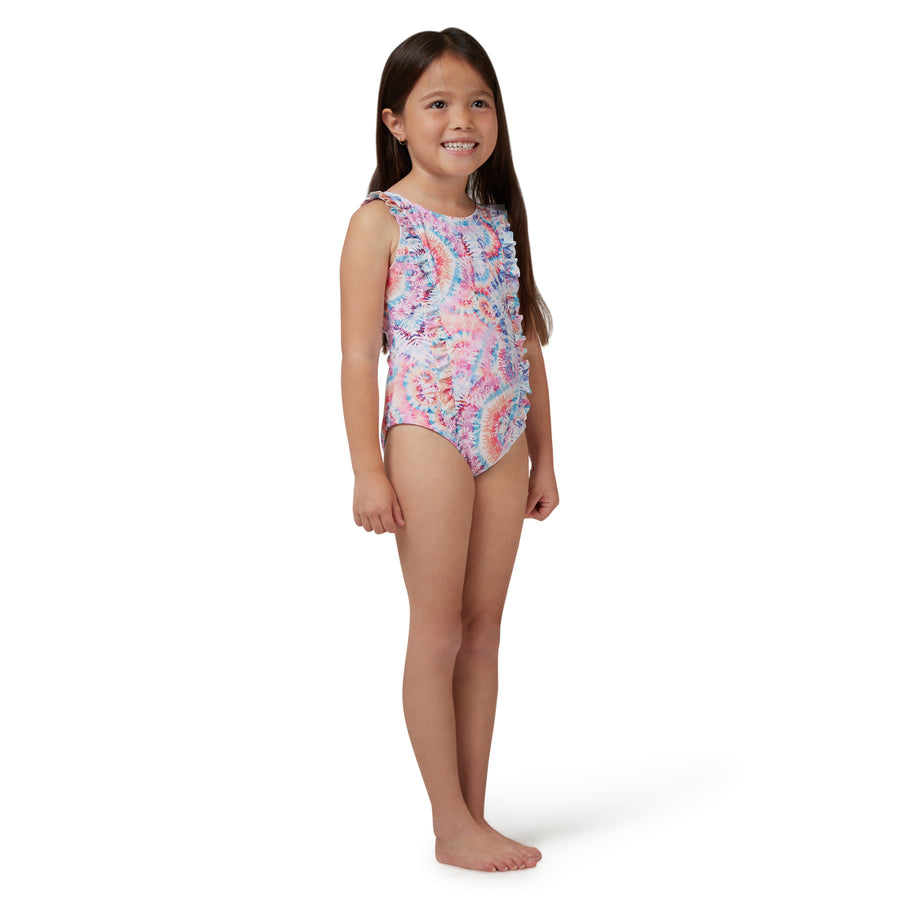 GIRLS RAINBOW TIE DYE SWIM ONE PIECE